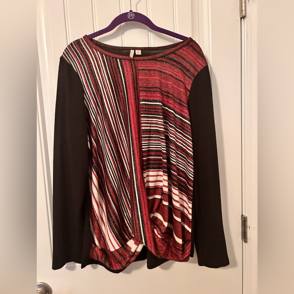 Black and purple, long sleeve blouse size large